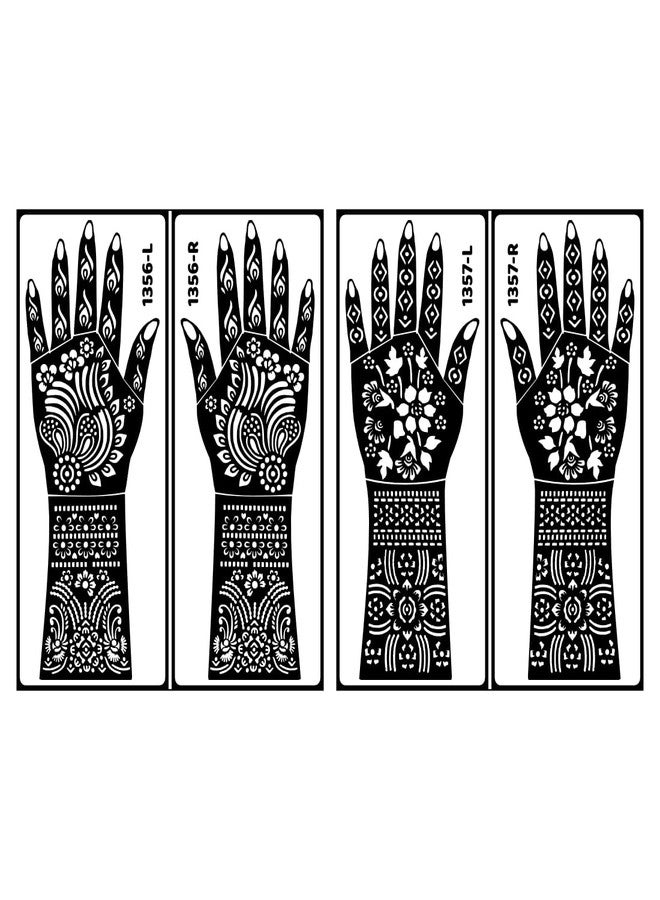 Vanvati Full Hand Bridal Stencil Mehndi Sticker Combo with Flower Design Waterproof Templates Stencil Sticker - Image 2