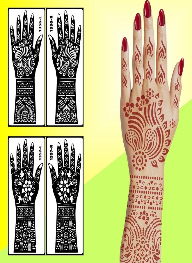 Vanvati Full Hand Bridal Stencil Mehndi Sticker Combo with Flower Design Waterproof Templates Stencil Sticker - Image 3
