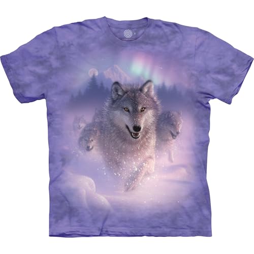 The Mountain mens Northern Lights T Shirt, Purple, Large US - Image 1