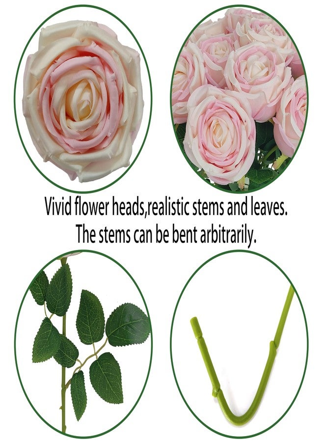 ATFL Fake Roses Artificial Flowers Bulk,Floral Diameter 4.2'',20 Pcs Artificial Silk Roses Flowers with Stems for Wedding Arrangement Centerpieces Party Home Table Decorations (20, Light Pink) - Image 3