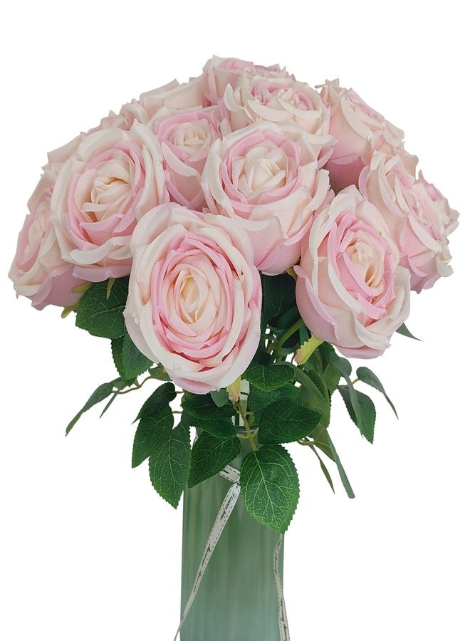 ATFL Fake Roses Artificial Flowers Bulk,Floral Diameter 4.2'',20 Pcs Artificial Silk Roses Flowers with Stems for Wedding Arrangement Centerpieces Party Home Table Decorations (20, Light Pink) - Image 4