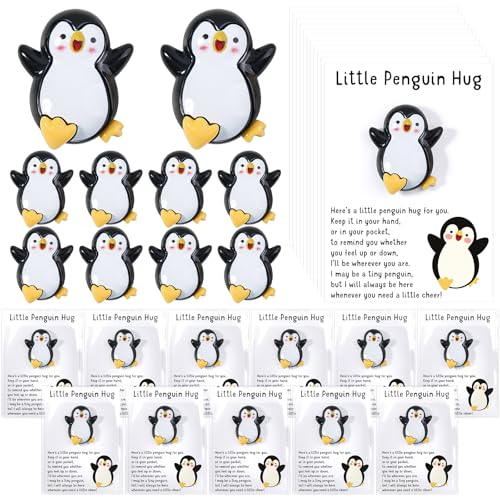 XunYee Pocket Hug Token End of Year Teacher Appreciation Gifts Mini Positive Figurines Pocket Hug Cards Emotional Small Support Gifts for Teacher School Staff Nurse Employee Coworker30 SetsPenguin - Image 1