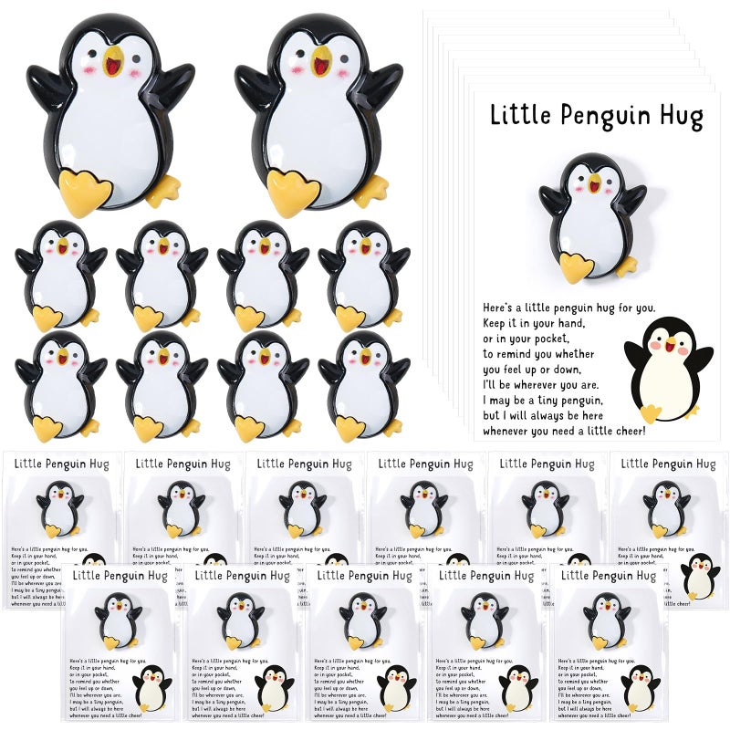 XunYee Pocket Hug Token End of Year Teacher Appreciation Gifts Mini Positive Figurines Pocket Hug Cards Emotional Small Support Gifts for Teacher School Staff Nurse Employee Coworker30 SetsPenguin - Image 2