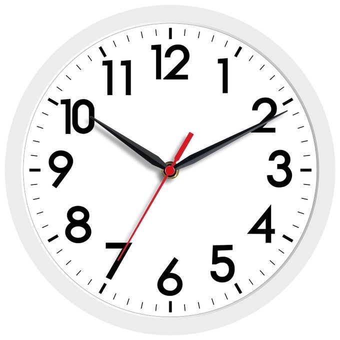 WALL CLOCK MODERN SMALL WALL CLOCKS BATTERY OPERATED 8 INCH SILENT NONTICKING ANALOG CLASSIC FOR OFFICE HOME BATHROOM KITCHEN BEDROOM SCHOOLWHITE
