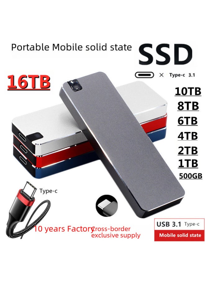 Generic Mobile Solid State Drive 1tb Expansion Upgrade 8tb External Hard Drive 2tb Digital Computer/mobile Hard-Capacity:16TB [128GB Expansion]]-Interface:Red USB3.1  - Image 1