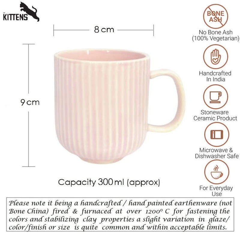 Kittens KITTENS Line Pattern Large Coffee Mug, Pastel Pink, 300 ml, Set of 1  - Image 2
