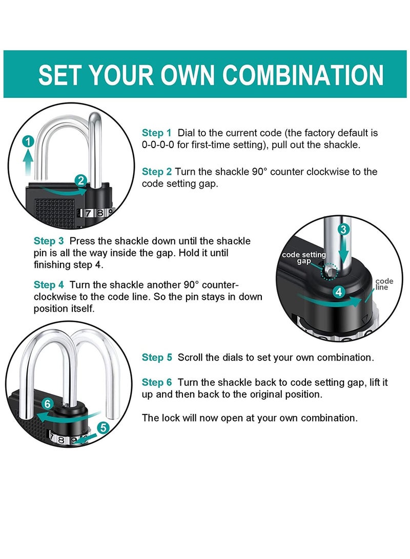 4 Digit Combination Lock Resettable Dial Combination Locker Lock for Gym and School Weatherproof Outdoor Hasp Combination Lock for Door Gates - Image 5