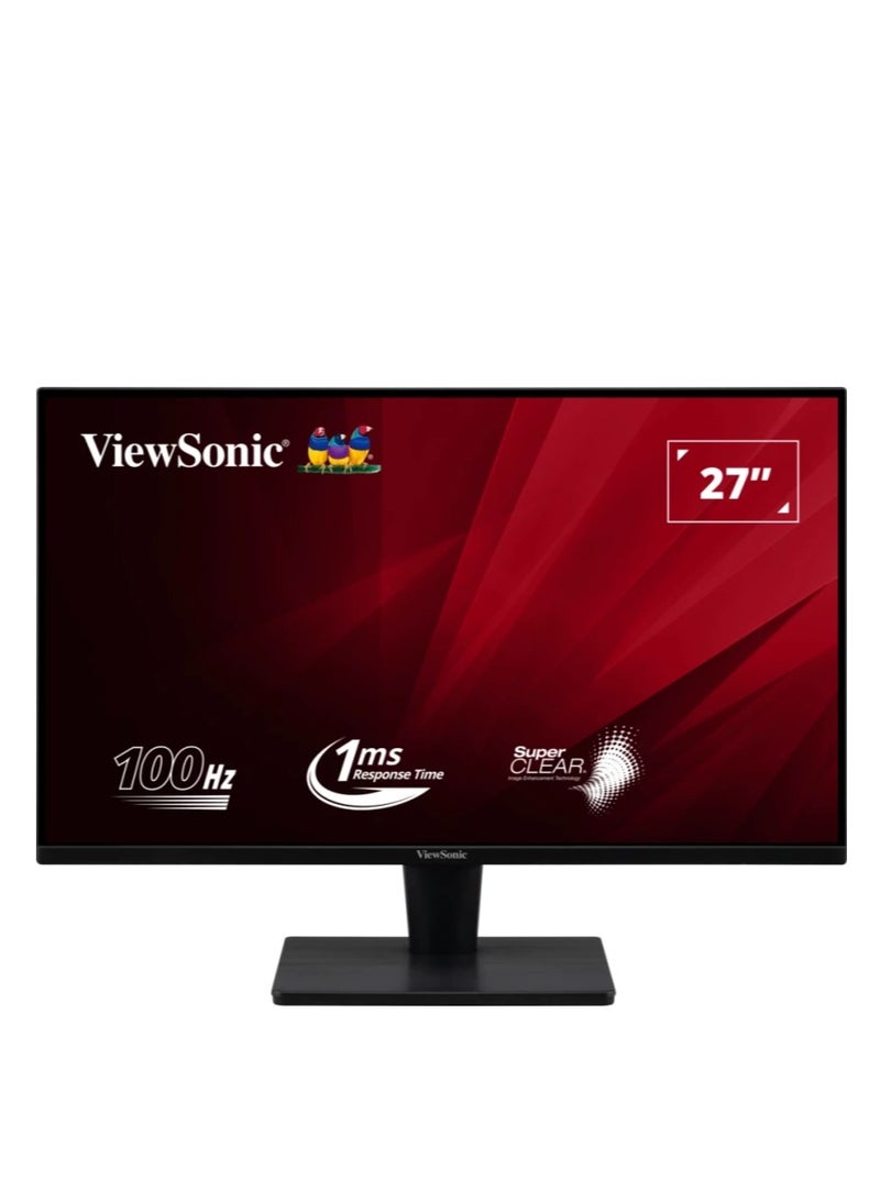 فيوسونيك شاشة عرض LED بدقة Full HD مقاس 27 بوصة (1920x1080) بتقنية VA، معدل تحديث 100 هرتز، زمن استجابة 1 مللي ثانية، مدخل HDMI و VGA للاتصال - VA2715-H - Image 1