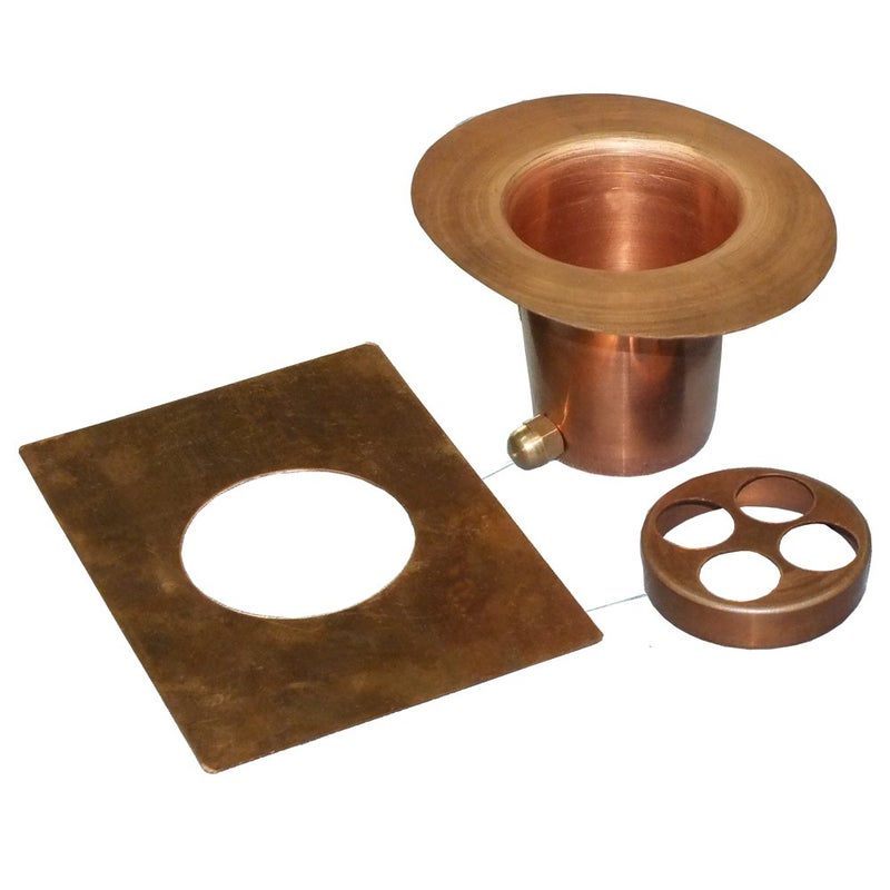 Monarch Rain Chains Installation Kits â€“ 3-Piece Pure Copper Gutter Adapter Set with Rectangular Plate and Round Hole Filter for Rain Chains for Gutters, Decorative Gutter Adapter Installation Set