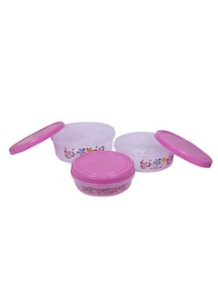 Kuber Industries Kuber Industries Floral Design Plastic 3 Pieces Food Saver Container Set 1000, 2000 & 3000 ML (Pink)  - Image 4