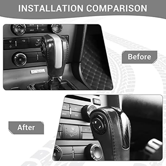 rayihni for Ford Gear Shift Knob Trim Cover Compatible with Ford Mustang 20102014 Carbon Fiber Grain Interior Accessories - Image 2