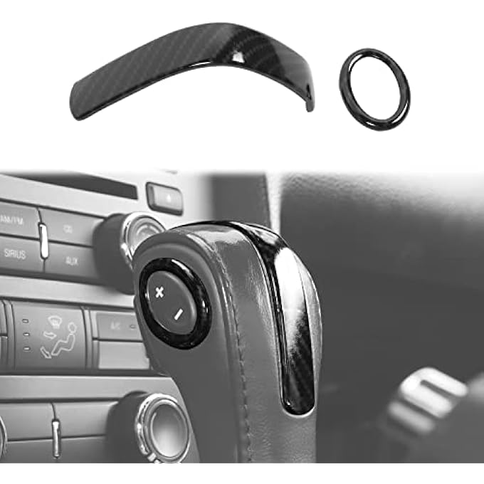 rayihni for Ford Gear Shift Knob Trim Cover Compatible with Ford Mustang 20102014 Carbon Fiber Grain Interior Accessories - Image 1
