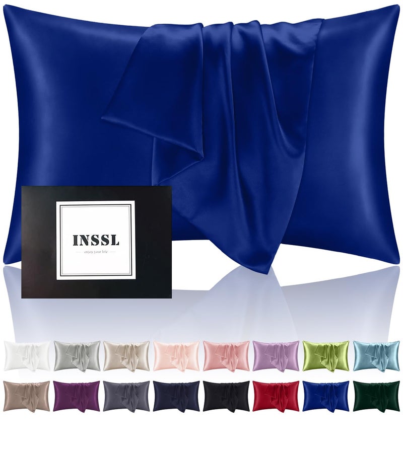 INSSL Silk Pillowcase for Women Mulberry SIL Pillowcase for Hair and Skin and Stay Comfortable and Breathable During SleepEgyptain BlueQueen