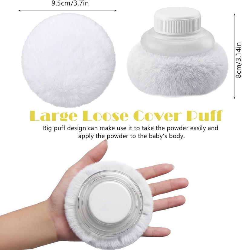 Sibba Storage Body Powder Container, 3.15 Inch Powder Puff with Container, Fluffy Body After-Bath Powder Case, Baby Care Talcum Powder Puff Box with Hand Holder - Image 2