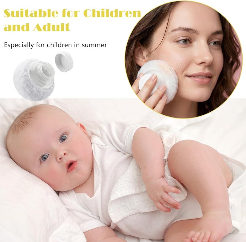 Sibba Storage Body Powder Container, 3.15 Inch Powder Puff with Container, Fluffy Body After-Bath Powder Case, Baby Care Talcum Powder Puff Box with Hand Holder - Image 4