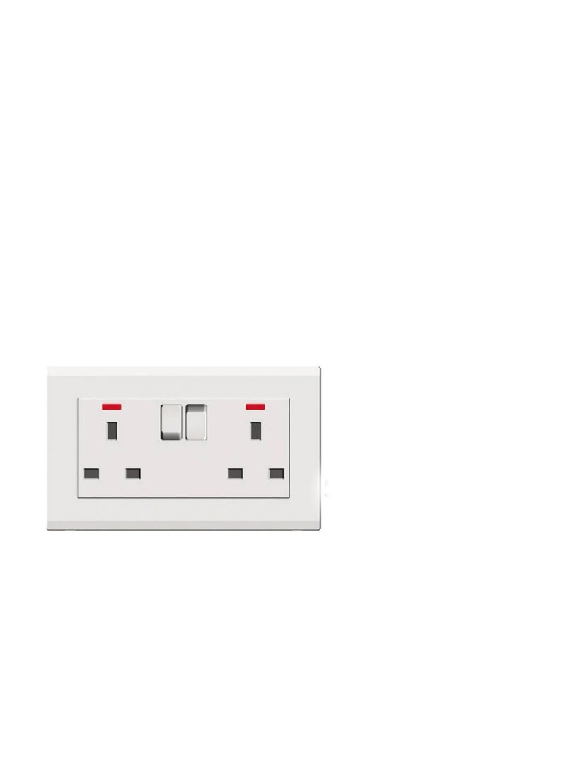 Milano 13A 2Gang Socket W/Neon White