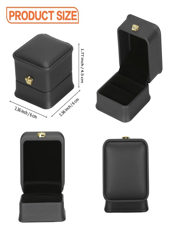 KUKUVR 2 Pieces Wedding Ring Box, Jewelry Gift Box for Engagement Proposal Ceremony, PU Leather Ring Holder Case for Women, Ring Bearer Box for Wedding Day (Black) - Image 2