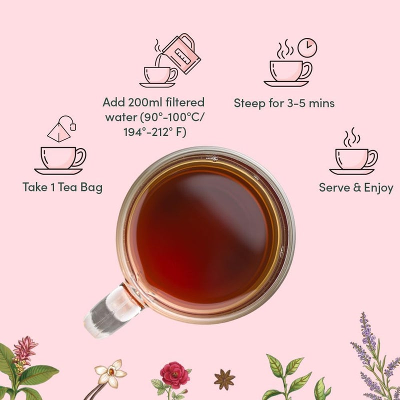 Vahdam فهدام، مجموعة متنوعة من شاي تشاي (6 نكهات لذيذة، 36 كيس شاي هرمية صديقة للبيئة) | هدية راخي مميزة للأخ والأخت | مجموعات هدايا شاي تشاي متنوعة، هدية راخي للأخت - Image 5