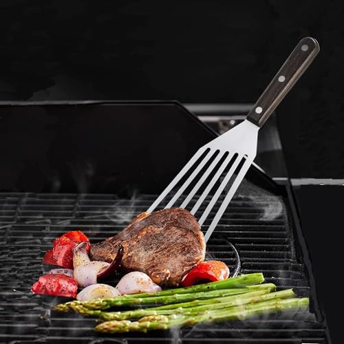 Baskety Fish Spatula Stainless Steel Wide Thin Turner Nonstick Slotted Turner with Handle Beveled Edge for Flipping & Serving (Pack of 2) - Image 3