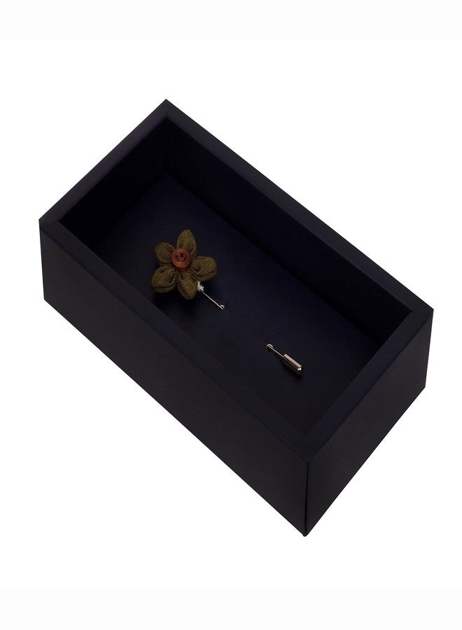 Peluche Brown Button Flower Green Brooch for Men - Image 5