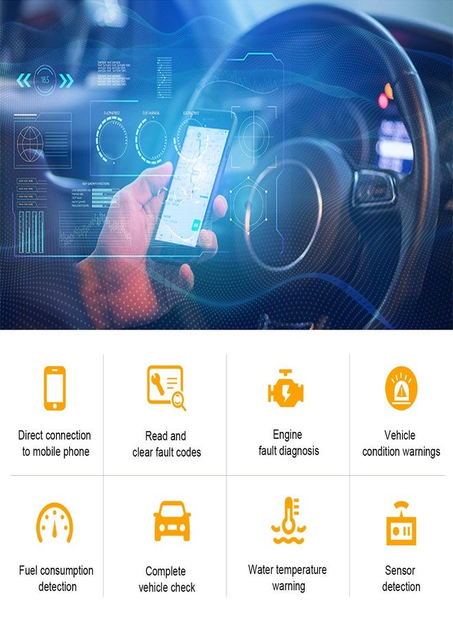 Dickno ELM327 OBDⅡ Car Auto Diagnostic Scanner, Professional Automotive Bluetooth Scan Tool and Code Reader, Universal Vehicle Interface Adapter Diagnostic Tool Scanner - Image 3