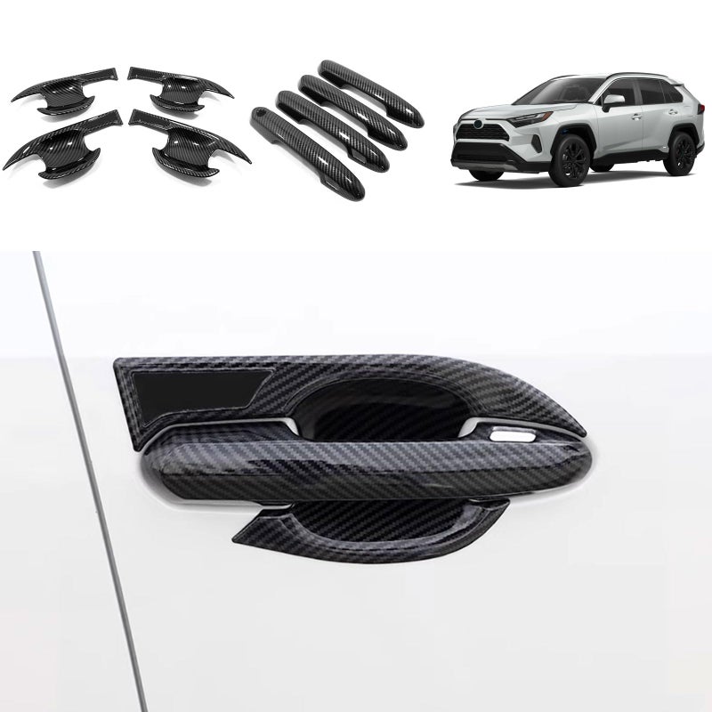 TUBAIZAI Car Accessories Compatible with Toyota RAV4 2025 2024 2023 2022 2021 2020 2019 Door Handle and Handle Bowl Cover Trim Exterior Frame Molding Protector ABS 8PCSCarbon Fiber Style - Image 2