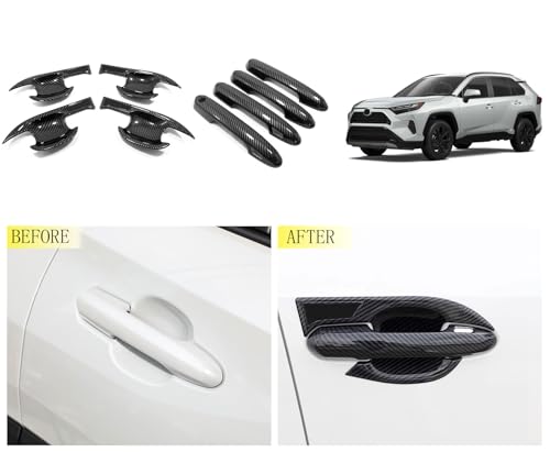 TUBAIZAI Car Accessories Compatible with Toyota RAV4 2025 2024 2023 2022 2021 2020 2019 Door Handle and Handle Bowl Cover Trim Exterior Frame Molding Protector ABS 8PCSCarbon Fiber Style - Image 3