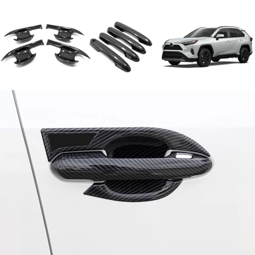 TUBAIZAI Car Accessories Compatible with Toyota RAV4 2025 2024 2023 2022 2021 2020 2019 Door Handle and Handle Bowl Cover Trim Exterior Frame Molding Protector ABS 8PCSCarbon Fiber Style - Image 1