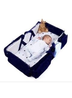 Generic Stylish 2 in 1 Foldable Baby Bed Bag in Blue for Comfortable Travel Experience for Babies  - Image 1