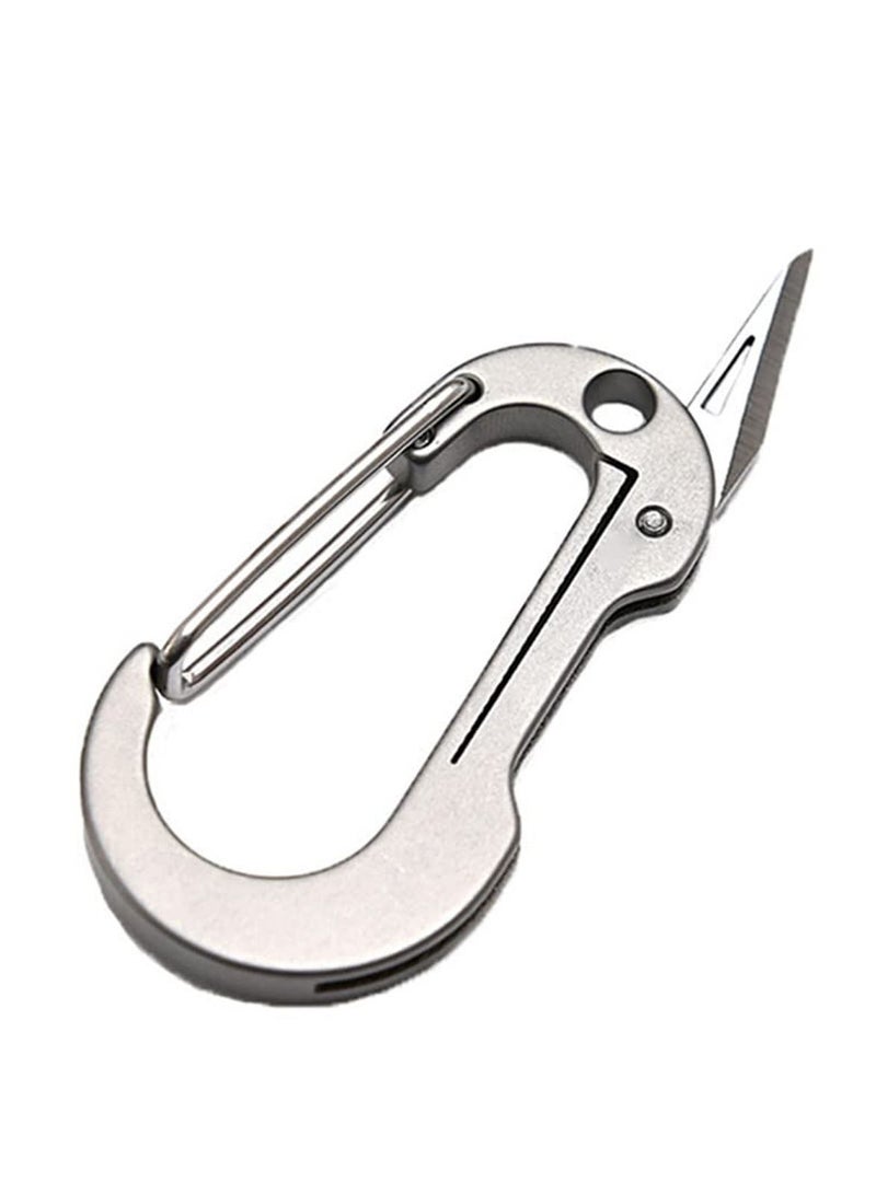 SYOSI Titanium Carabiner with Folding Knife, Small Edc Multitool Keychain, Protable Clip Box Cutter, Foldable Pocket Knife Carabiner for Outdoor, Office, Camping, Hiking - Image 1