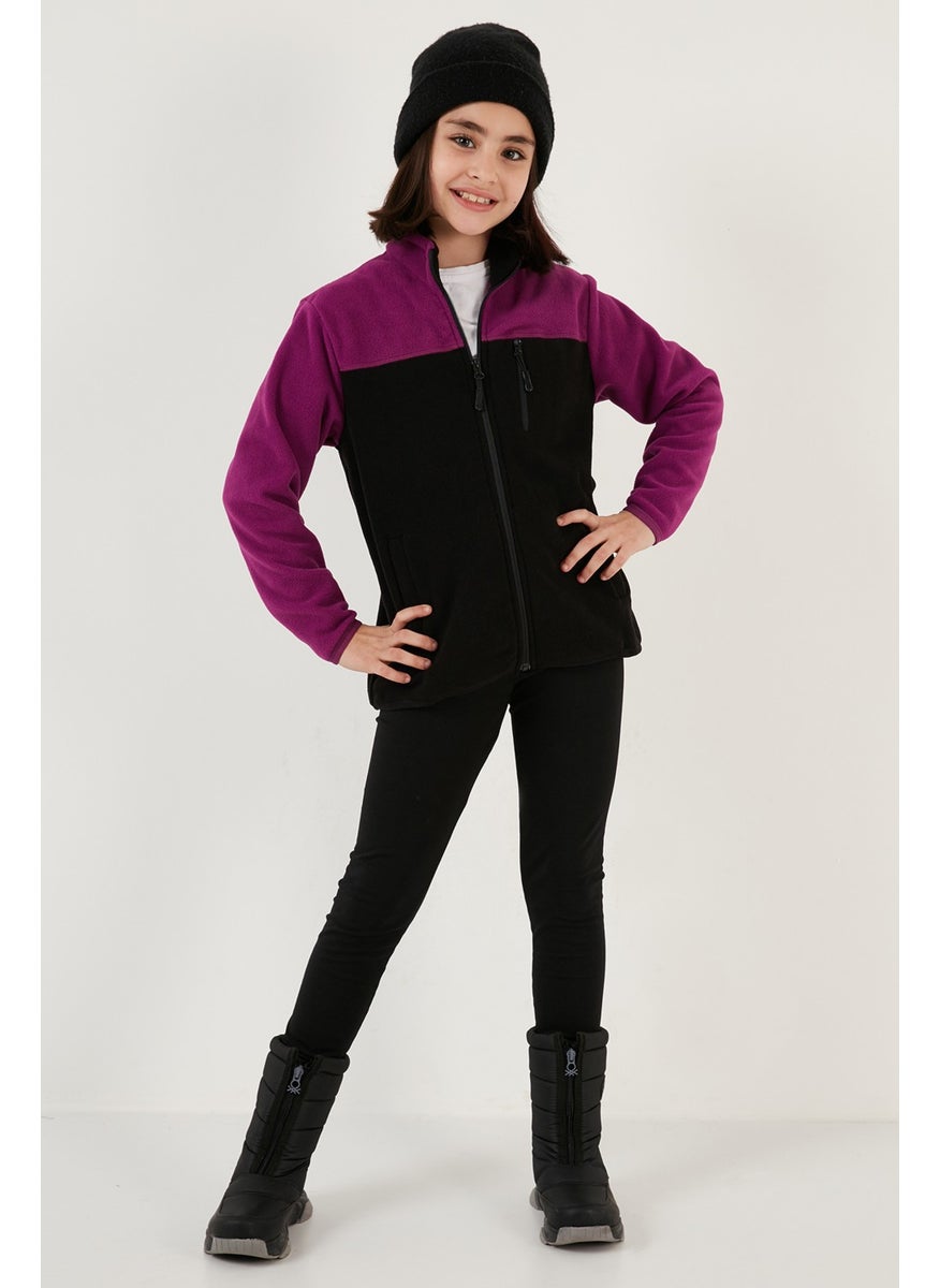 Lela - Soft Textured Zippered Color Block Stand Collar Pocket Polar Children's Fleece 5905001 - Image 1