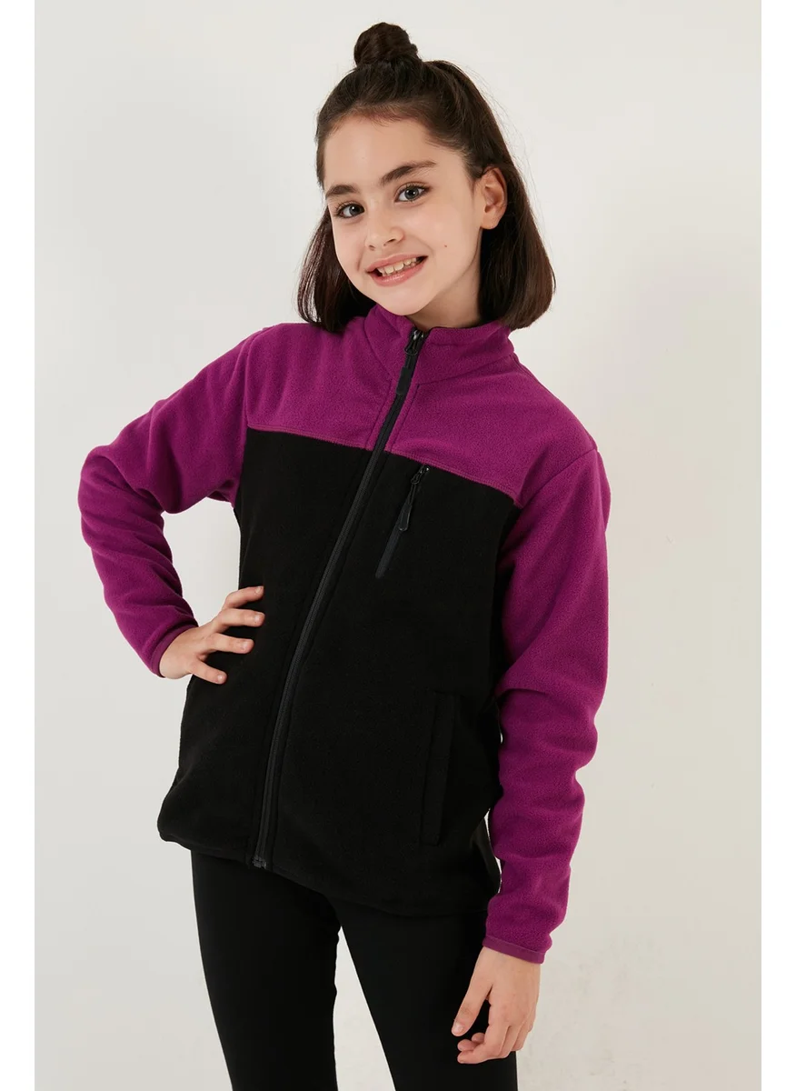 Lela Soft Textured Zippered Color Block Stand Collar Pocket Polar Children's Fleece 5905001