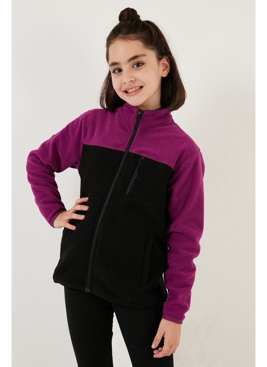 Lela - Soft Textured Zippered Color Block Stand Collar Pocket Polar Children's Fleece 5905001 - Image 1