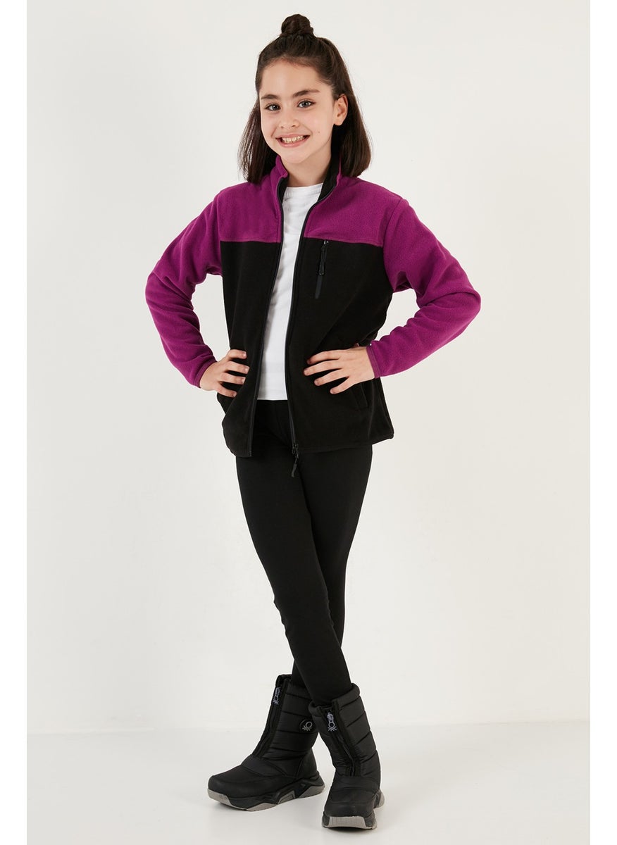 Lela - Soft Textured Zippered Color Block Stand Collar Pocket Polar Children's Fleece 5905001 - Image 1