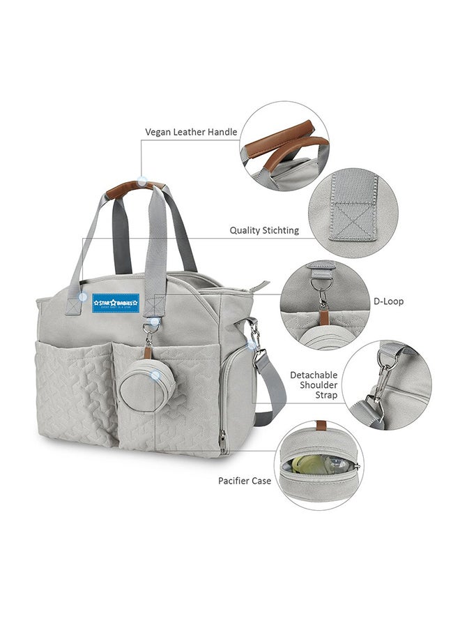 Star Babies Combo Pack - Diaper Portable bag with Pacifier bag large capacity with Changing pad - Khaki/Zebra Printed - Image 3