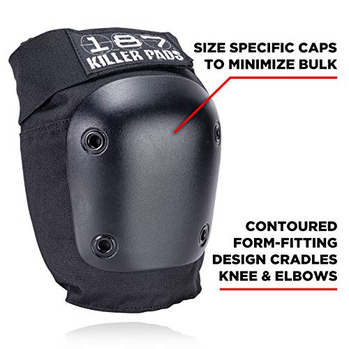 187 Killer Pads 187 وسادات قاتلة لركب، وسادات كوع مجموعة حزمة، أسود، صغير/متوسط - Image 2