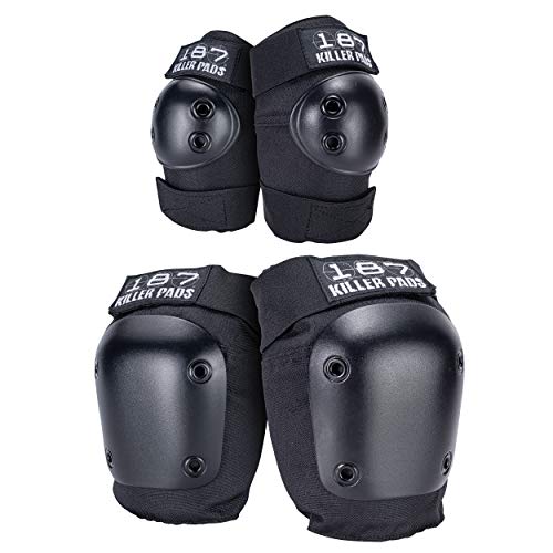 187 Killer Pads 187 وسادات قاتلة لركب، وسادات كوع مجموعة حزمة، أسود، صغير/متوسط - Image 1
