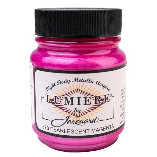 Jacquard Lumiere 2.25oz Fabric Paint Pearlescent Magenta - Metallic Paint for Fabric Leather Canvas Paper and Wood - Light-bodied Metallic Acrylic Paint - Lightfast & Vibrant Metallic Acrylic Paints - Image 1