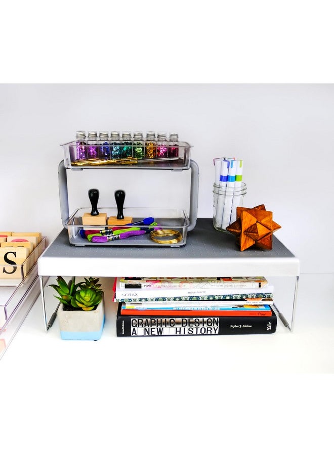 Madesmart madesmart Two Level Spice Organizer-Cabinet Collection Maximizes Vertical Space, Removable Soft-Grip Lining, Dual Handles &BPA-Free, Small, Grey  - Image 2