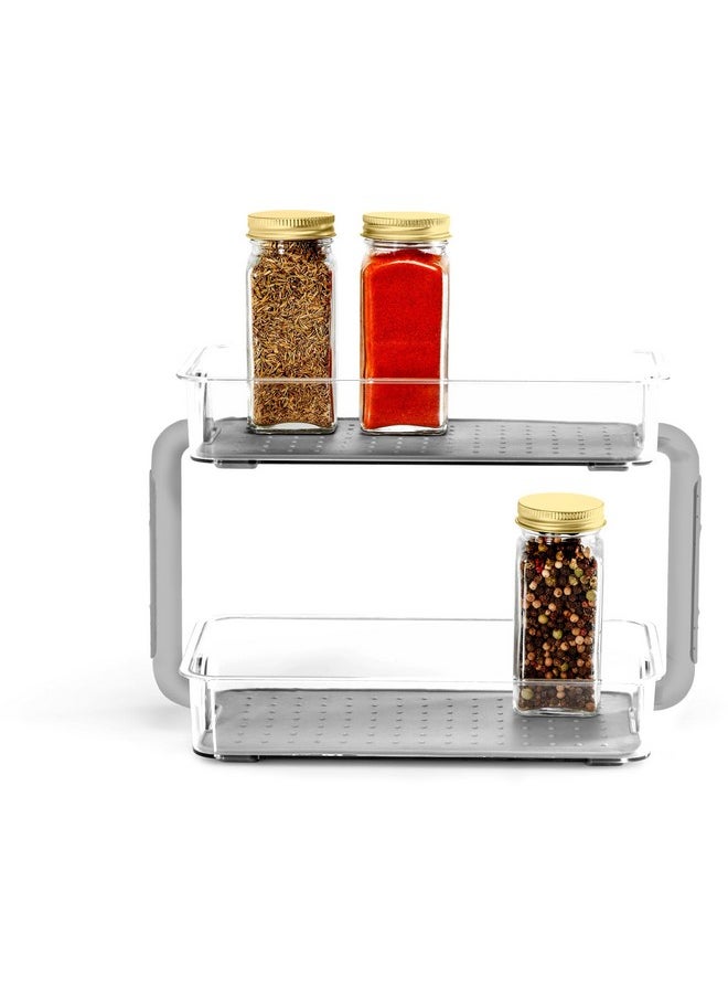 Madesmart madesmart Two Level Spice Organizer-Cabinet Collection Maximizes Vertical Space, Removable Soft-Grip Lining, Dual Handles &BPA-Free, Small, Grey  - Image 1