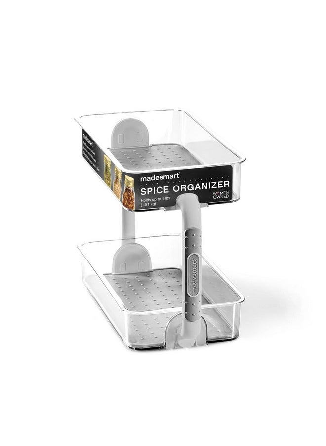 Madesmart madesmart Two Level Spice Organizer-Cabinet Collection Maximizes Vertical Space, Removable Soft-Grip Lining, Dual Handles &BPA-Free, Small, Grey  - Image 5
