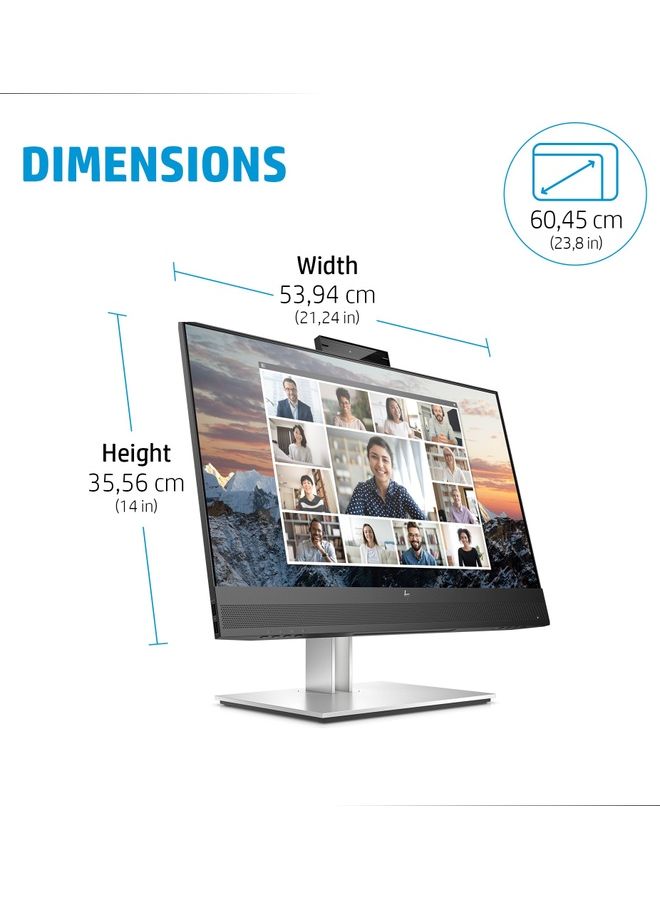 HP شاشة اتش بي E24m جيل رابع بدقة FHD (1920 x 1080) بوصة, مضادة للتوهج ، كاميرا (5 ميجابكسل) ، ميكروفون (مع إلغاء الصدى) ، 2 مكبرات صوت ، IPS ، ضبط الارتفاع / الإمالة / الدوران / المحور أسود وفضي - Image 3