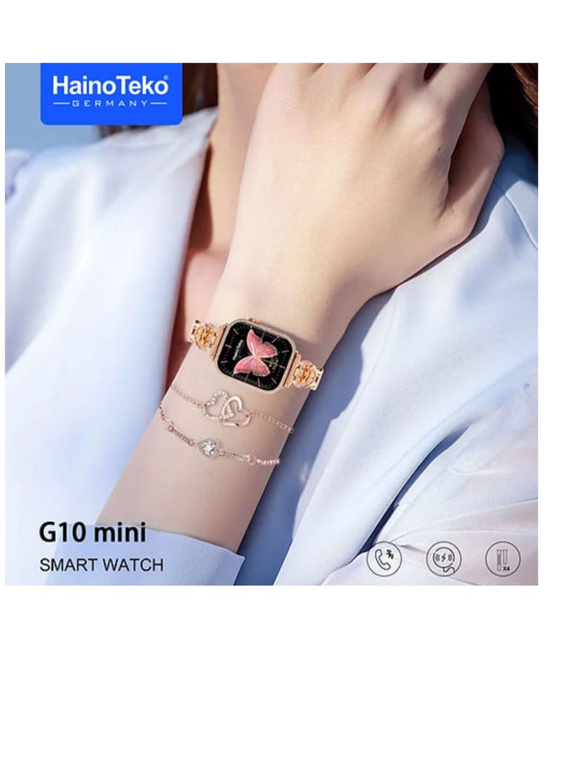 Haino Teko G10 Mini Smart Watch For Women Screen AMOLED With 4 Silicone and Stainless Steel Straps and Two Additional Bracelets  - Image 4