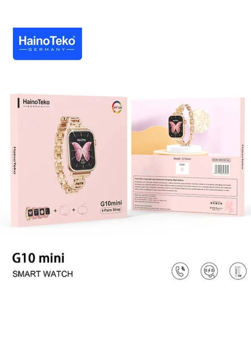 Haino Teko G10 Mini Smart Watch For Women Screen AMOLED With 4 Silicone and Stainless Steel Straps and Two Additional Bracelets  - Image 5