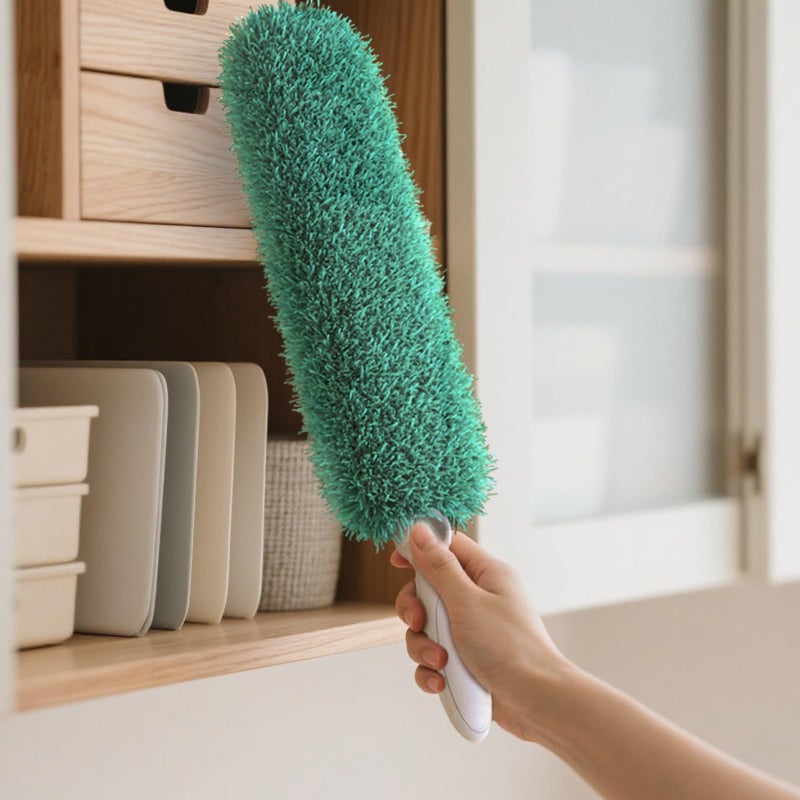 EHOMGUI Microfiber Duster with Handle and Washable Duster Head, Dusters for Cleaning,Green, Reusable Cleaning Tool,2PCS - Image 3