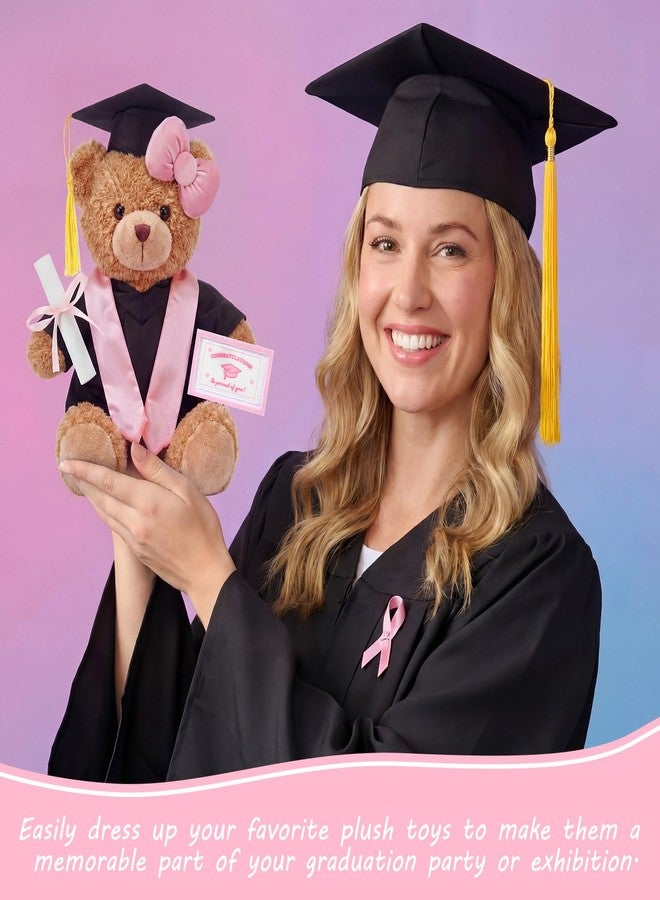 Arrowbash 5 Pcs Pink Graduation Plush Clothes Set for 8 Inches Stuffed Animals Include Graduation Cap, Gown, Shawl, Diploma, Congratulations Card Stuffed Animal Outfit for Grad Party Gift - Image 4