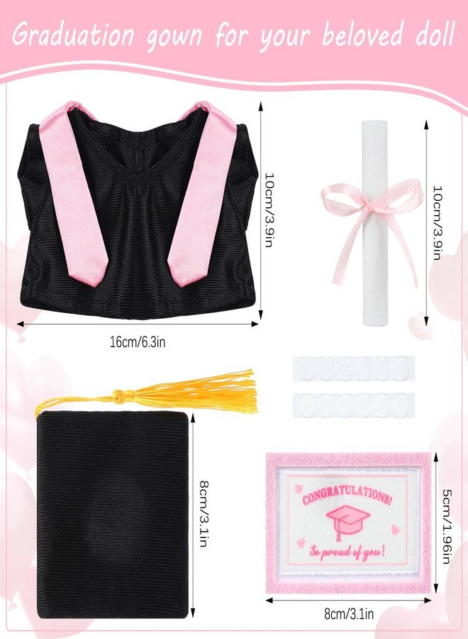 Arrowbash 5 Pcs Pink Graduation Plush Clothes Set for 8 Inches Stuffed Animals Include Graduation Cap, Gown, Shawl, Diploma, Congratulations Card Stuffed Animal Outfit for Grad Party Gift - Image 2