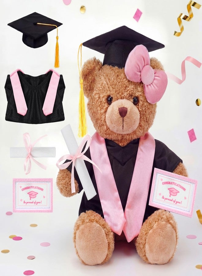 Arrowbash 5 Pcs Pink Graduation Plush Clothes Set for 8 Inches Stuffed Animals Include Graduation Cap, Gown, Shawl, Diploma, Congratulations Card Stuffed Animal Outfit for Grad Party Gift - Image 1