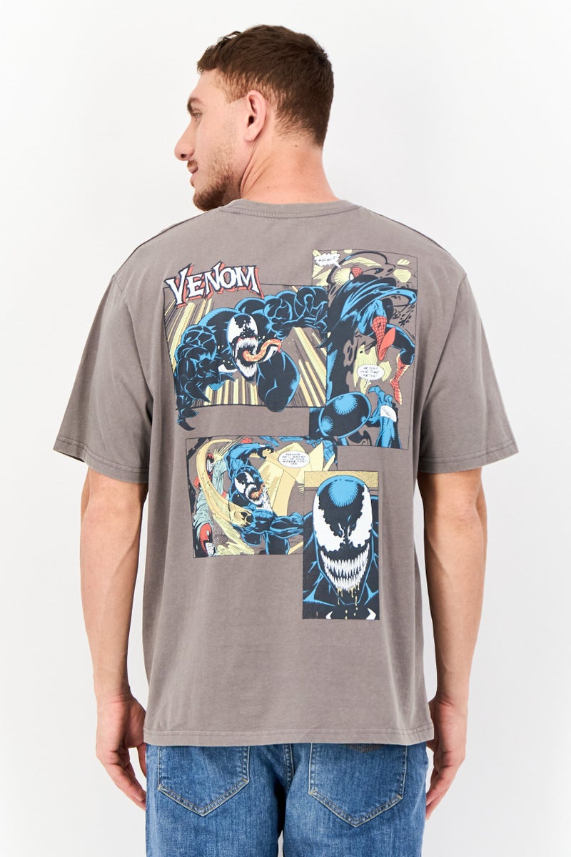 MARVEL Men Crew Neck Short Sleeve Graphic Print T-Shirt, Grey - Image 3