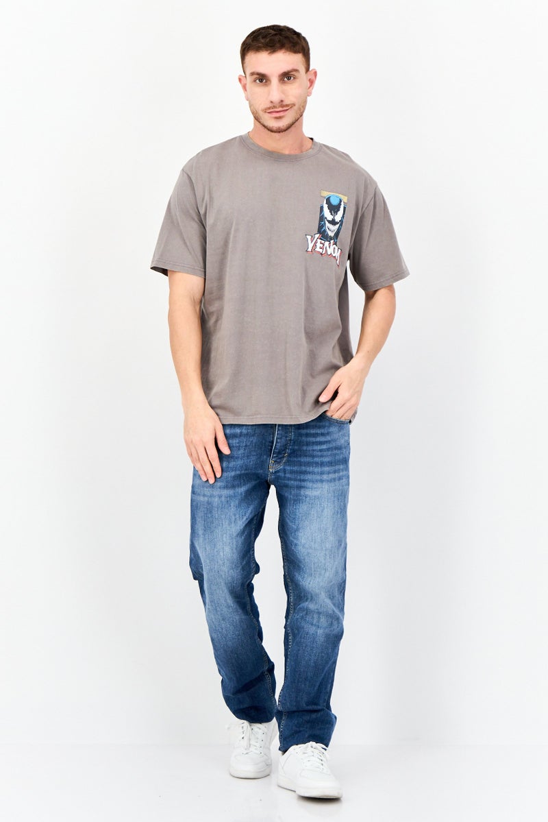 MARVEL Men Crew Neck Short Sleeve Graphic Print T-Shirt, Grey - Image 2